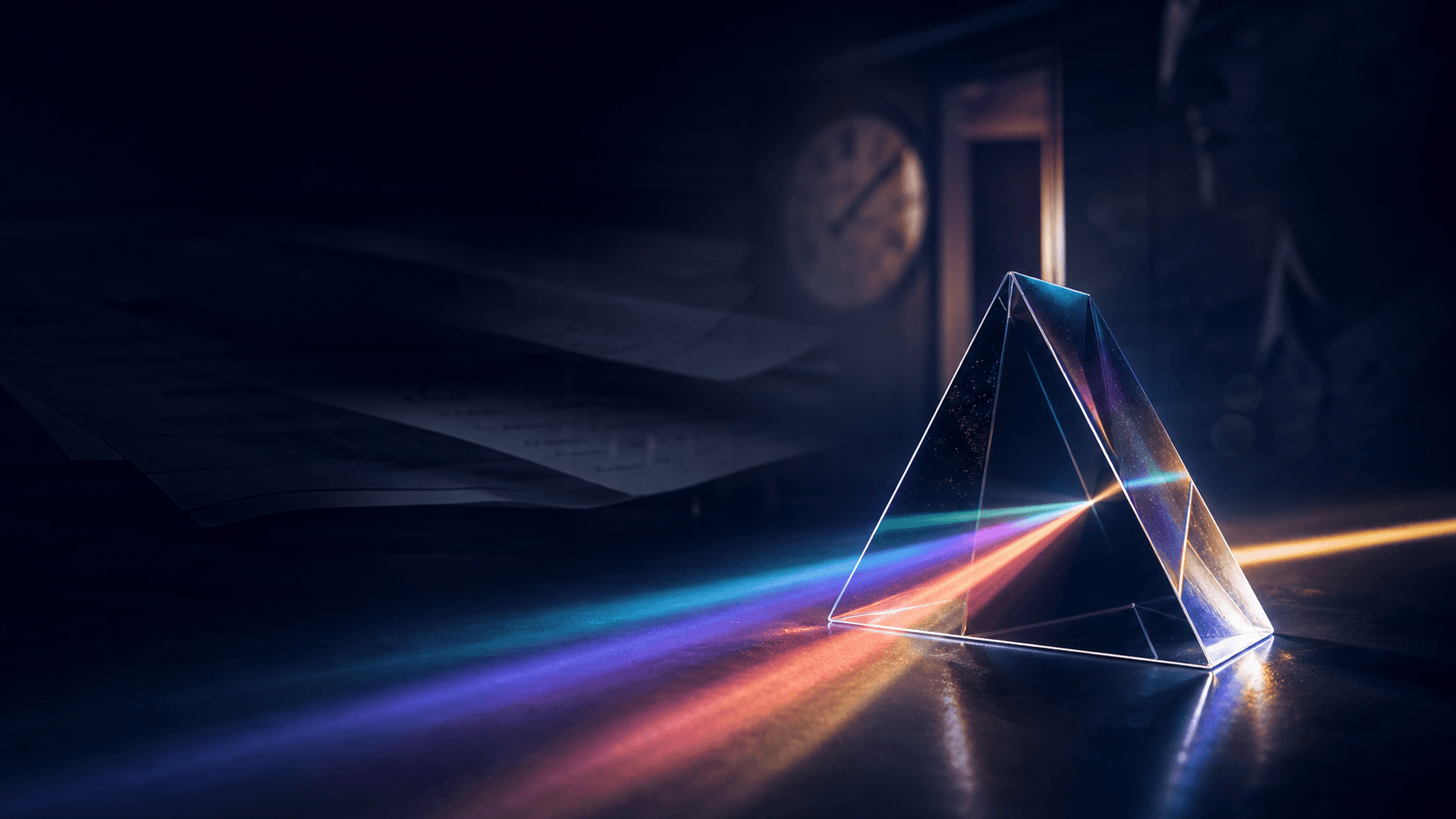 Prisma de cristal que descompone un haz de luz en varios colores, metáfora de las motivaciones invisibles detrás del gasto